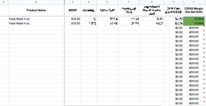 Product Margins Template